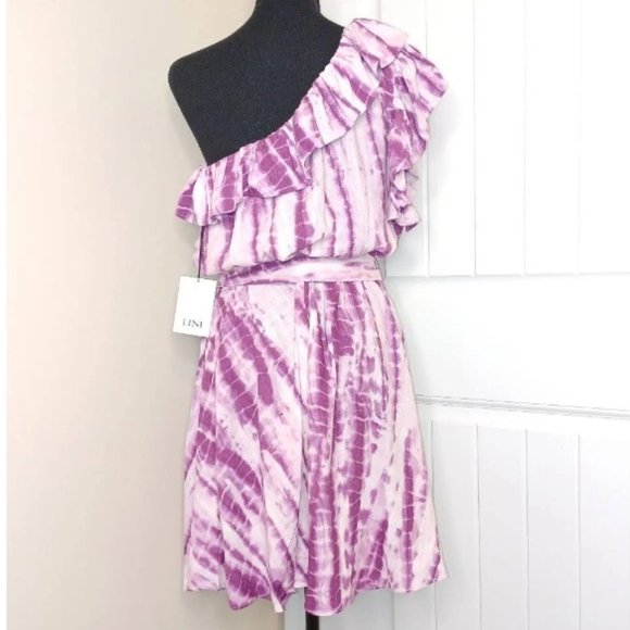 (NWT) LINI Ruffled Tie-Dye Mini Dress Large - Picture 4 of 9